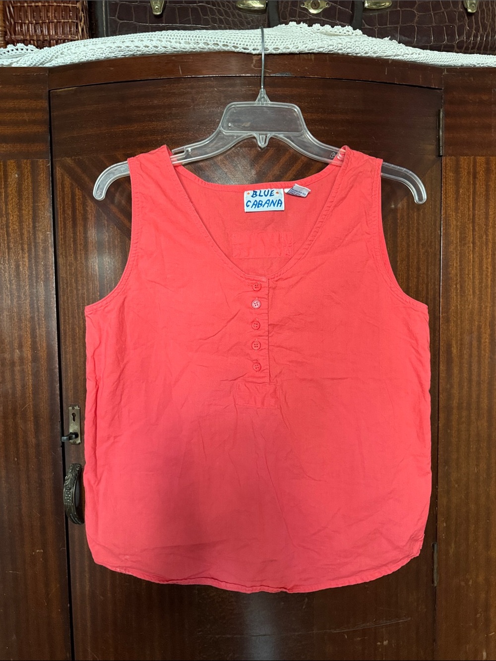 Vintage Blue Cabana Coral Sleeveless Tank Top